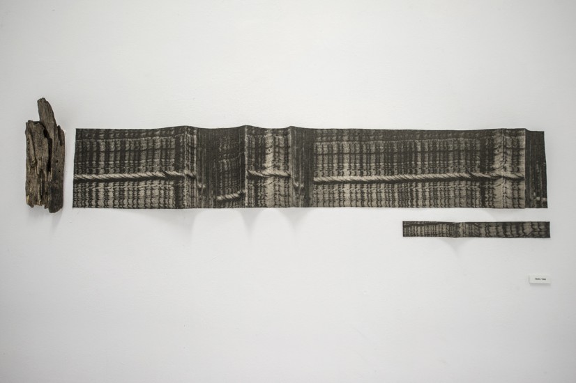 Rythm and time | instalation | pigment print, textile | 124 x 20 cm and 9 x 28 cm (wood)