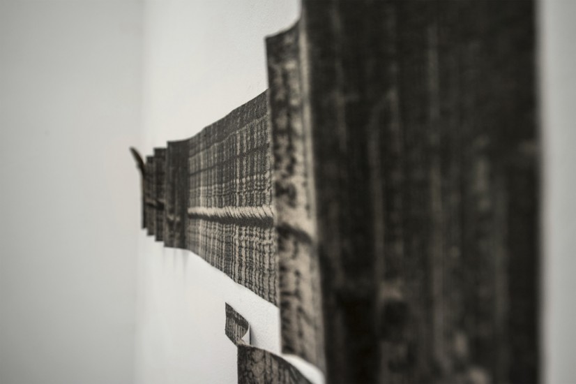 Rythm and time | instalation | pigment print, textile | 124 x 20 cm and 9 x 28 cm (wood)