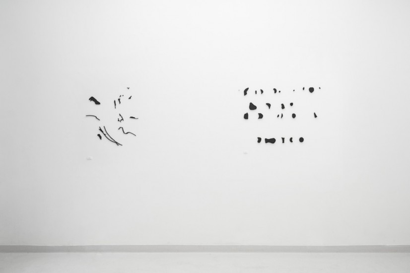 Set 1, Set 2 | instalaction | dyed wood | 62 x 66 cm (set 1) and 92 x 65 cm (set 2)