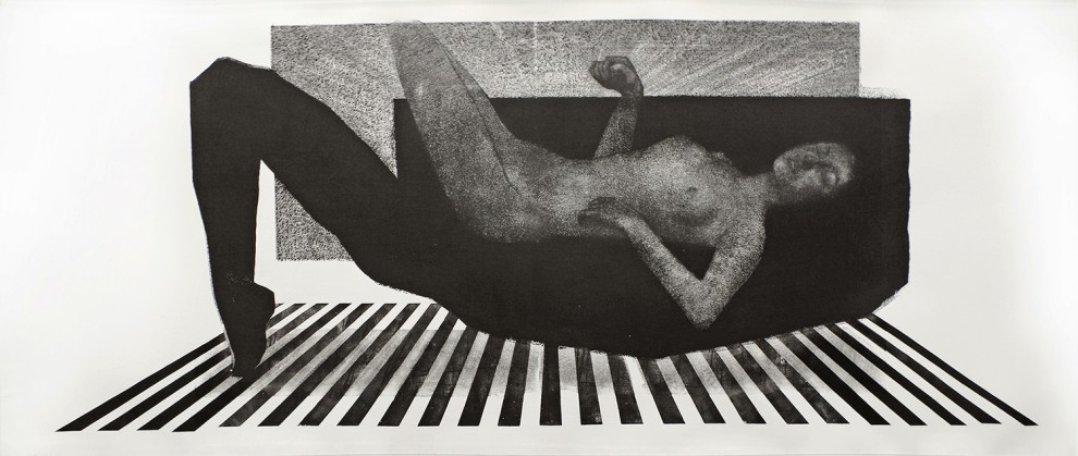 Batszheba and David's relationship | plastercut, woodcut | 124x290cm | 2016