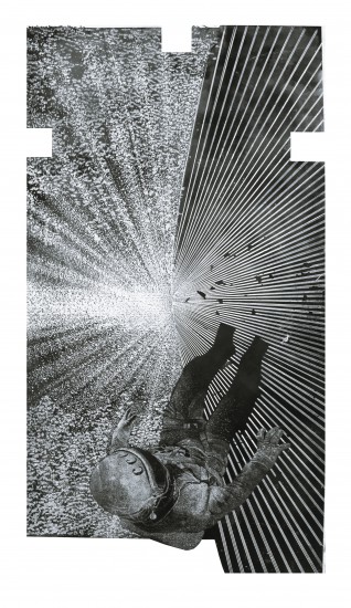 Aleksiej Leonov meets God | plastercut | 126,5x71cm | 2016