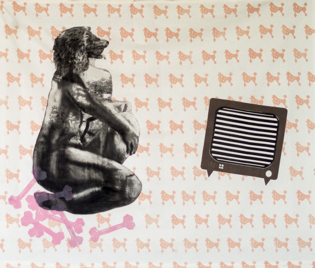 Cave Canem I | artwork, photoaquatint, etching, lithographic printing on fabric, 120x140cm