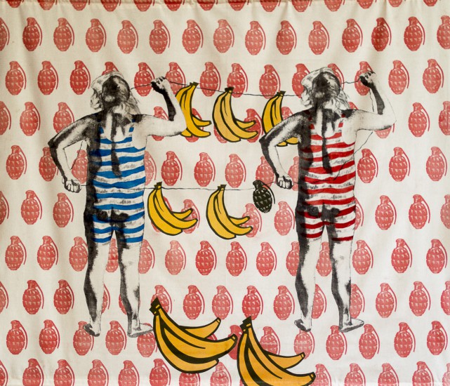 Cave Canem II | artwork, photoaquatint, etching, lithographic printing on fabric, 120x140cm