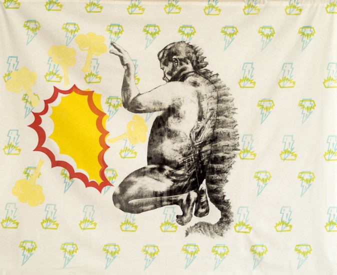 Cave Canem III | artwork, photoaquatint, etching, lithographic printing on fabric, 120x140cm