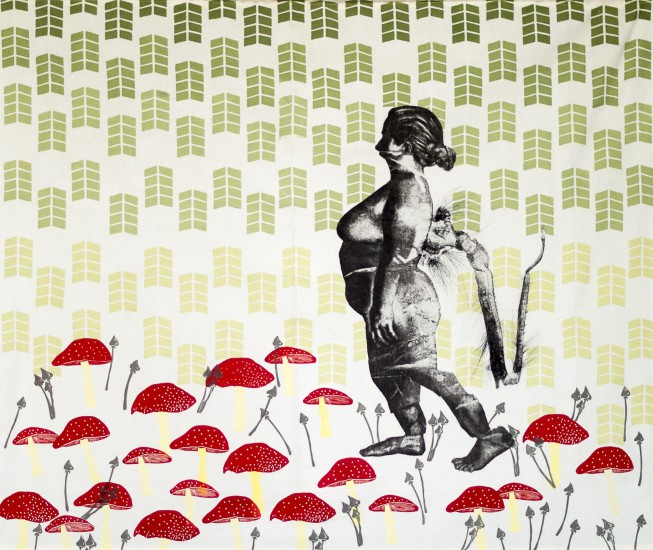 Cave Canem VI | artwork, photoaquatint, etching, lithographic printing on fabric, 120x140cm