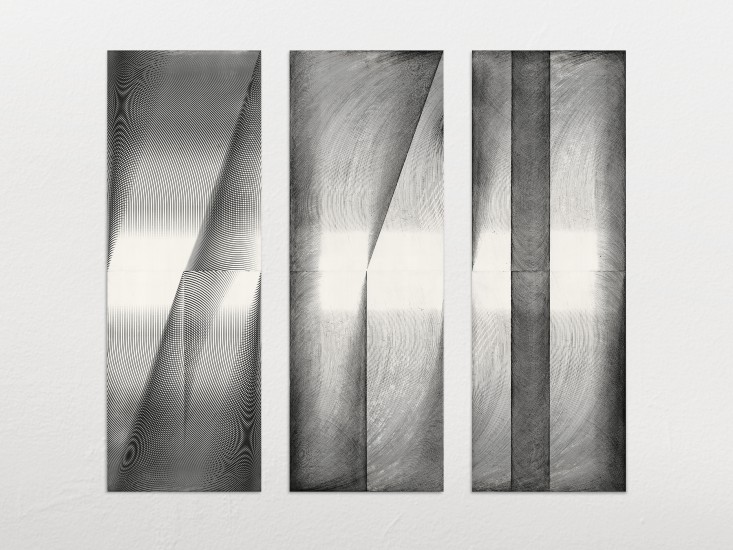 Luminance, 2016/2017, etching, aquatint, drypoint, series of 15 prints, 198 × 69 cm
